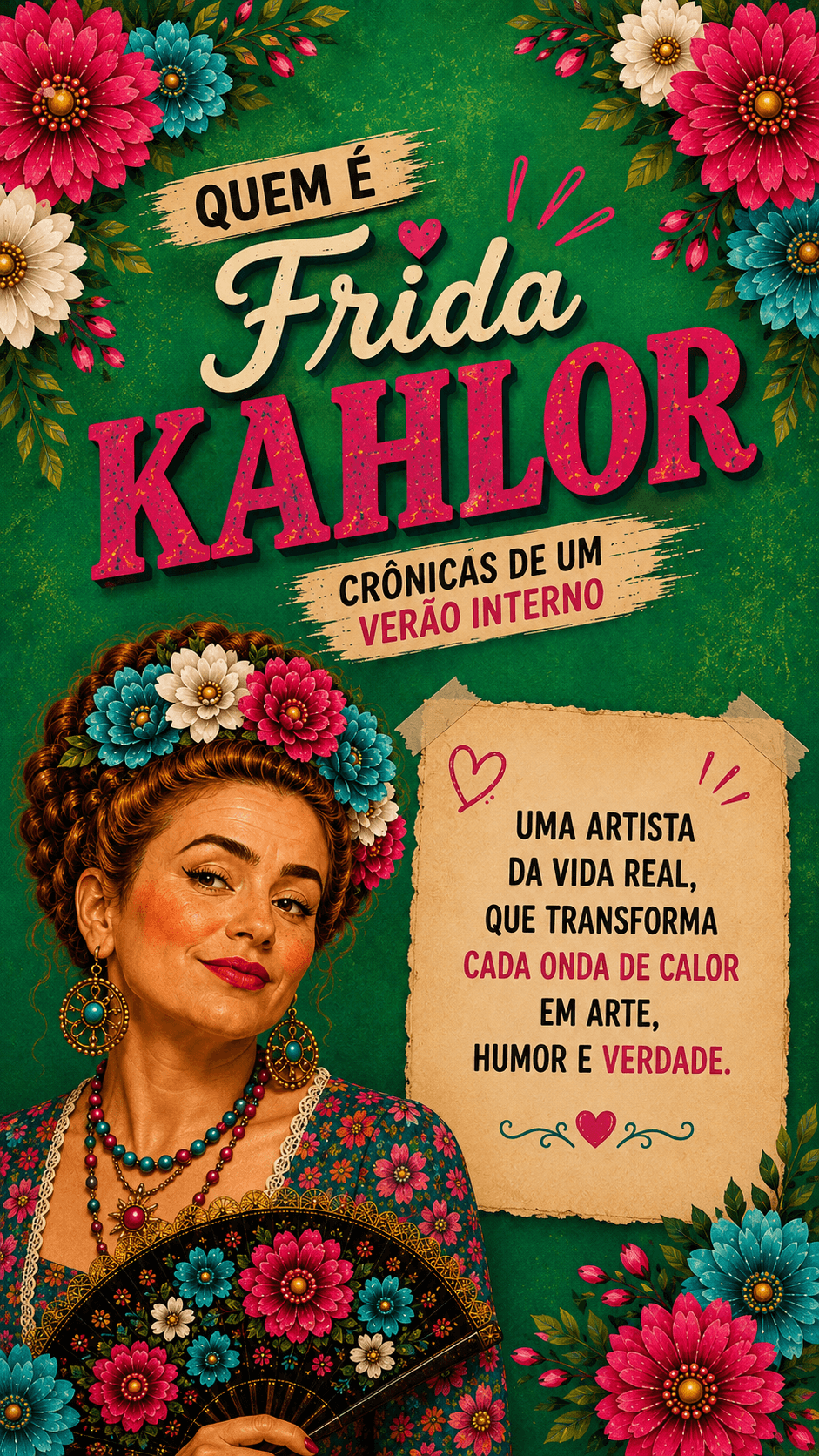 Pôster criativo 'Frida Kahlor' — exemplo de peça produzida pela Sá